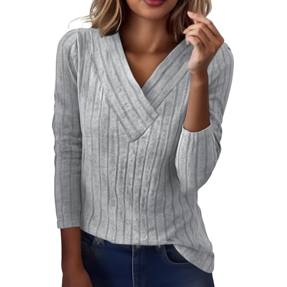 EDFBUYKRS Women's Casual Bohemian V-Neck Long-Sleeved Ruffle Sleeve Blouse Loose Shirts Xl