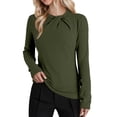 thumbnail image 1 of EDFBUYKRS Women's Plus Size Tie Front Blouse with Long Sleeves, Sizes Xl, 1 of 5
