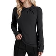 thumbnail image 1 of EDFBUYKRS Women's Plus Size Tie Front Blouse with Long Sleeves, Sizes Xxl, 1 of 5