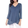 thumbnail image 1 of EDFBUYKRS Women's Plus Spring Tops for Women 2026 Womens Dressy 3/4 Sleeve Tunic Tops Asymmetric Hem Blouses Lightweight Mesh Shirt M, 1 of 4