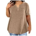 thumbnail image 1 of EDFBUYKRS Women's Plus Womens Tops Plus Size Dressy Casual Women Fashion Top Color Block Gradient Print V Neck Top Shirt Short Sleeve Shirt Casual Loose Top Blouse Xxxxxl, 1 of 7