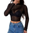thumbnail image 1 of EDFBUYKRS Women's Ribbed Square Neck Top with Long Sleeves, Size Xl, 1 of 5