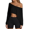 thumbnail image 1 of EDFBUYKRS Women's Tops Long Sleeve V-Neck Shirts Loose Casual Tee Cute T-Shirt with Pocket Fall Winter Flowy Tunic Tee Black M, 1 of 6