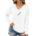 thumbnail image 1 of EDFBUYKRS Women's and Women's Plus Pleat Neck Shirt with Long Sleeves, Sizes M, 1 of 6