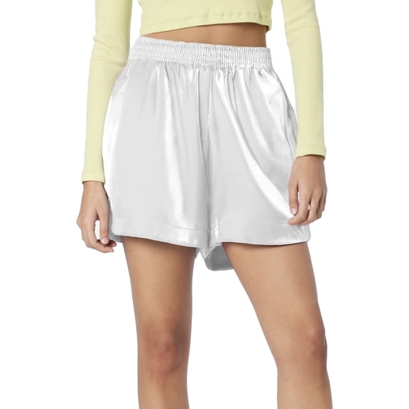 EDFBUYKRS Womens Dress Pants with Pockets Elastic Waist Women's Casual Summer Shorts Loose Fit A Line Wide Leg Cropped Pants Comfortable Breathable for Daily Wear Home Outdoor Sports S