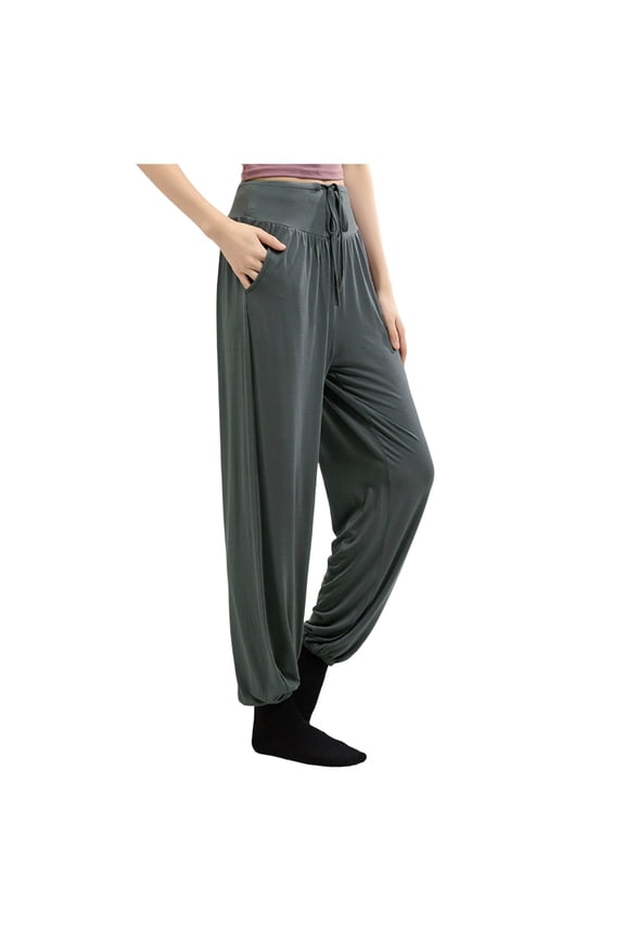 Womens Linen Pants Tall Length Terecey Pantaloni Harem Donna Pantaloni Da Yoga Donna Con Tasche Pantaloni Donna Eleganti Vita Alta Pantaloni Donna Sprotivi Cotone Per Jogging S