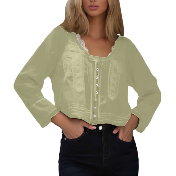 EDFBUYKRS Womens Long Sleeve Shirts, Casual Crewneck Tunic Tops for Womens Fall, Basic Tees for Women Loose Fit M