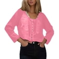 thumbnail image 1 of EDFBUYKRS Womens Long Sleeve Shirts, Casual Crewneck Tunic Tops for Womens Fall, Basic Tees for Women Loose Fit S, 1 of 5