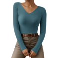 thumbnail image 1 of EDFBUYKRS Womens Long Sleeve Tunic Tops Casual V Neck Lightweight Shirts Loose Sweatshirt One Size, 1 of 4