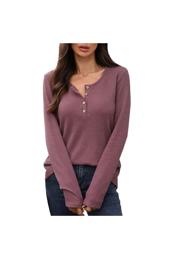 Womens Loose Blouse Long Sleeve V Neck Button Down T Shirts Tie Front Knot Casual Tops S