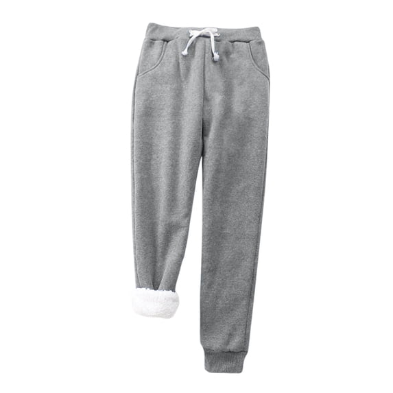 EDFBUYKRS Womens Sweatpants Drawstring Jogger Sweat Pants Women Plus Warm Christmas Print Velvet with Pockets Keep Warm Trousers Pants High Waist Stretchy Lined Thermal Full Length Pants L