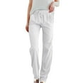 thumbnail image 1 of EDFBUYKRS Womens Tall Pants Suits 34-36 Inch Inseam Women's Summer Solid Color Linen High Waist Elastic Drawstring Pants Lightweight Loose Fit Casual Trousers with Pockets for Comfort and Style Xl, 1 of 7