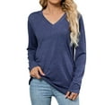 thumbnail image 1 of EDFBUYKRS Womens Tops Long Sleeve V Neck Shirts Fall Sweater Casual Blouses Fashion Outfits L, 1 of 8
