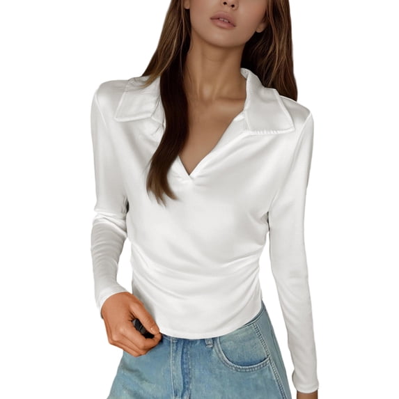 EDFBUYKRS Womens Tunic Tops 3/4 Roll Sleeve Floral Printed V Neck Blouses Long Sleeve Shirts for Women L