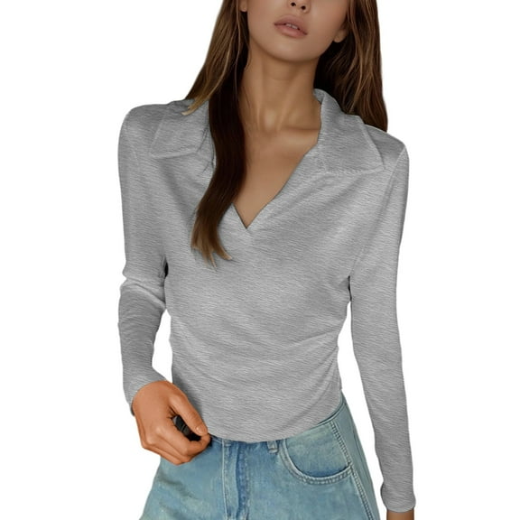 EDFBUYKRS Womens Tunic Tops 3/4 Roll Sleeve Floral Printed V Neck Blouses Long Sleeve Shirts for Women S