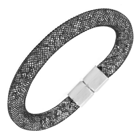 EDFORCE Black Stainless Steel CZ Mesh Bracelet