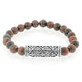 thumbnail image 1 of EDFORCE Fashion Alloy Beads Fleur de Lis Beaded Stretch Mens Bracelet, 1 of 2