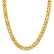 EDFORCE Mens Stainless Steel Yellow Gold-Tone Classic Cuban Link Necklace, 26"