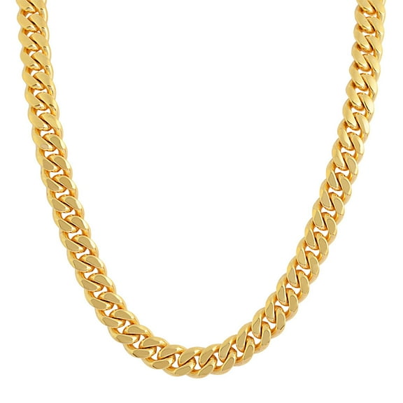 EDFORCE Mens Stainless Steel Yellow Gold-Tone Classic Cuban Link Necklace, 26"