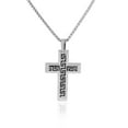 thumbnail image 1 of EDFORCE Stainless Steel Black Silver-Tone Greek Key Statement Cross Mens Necklace, 1 of 2