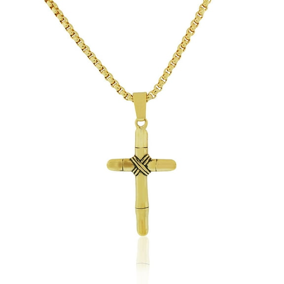 EDFORCE Stainless Steel Large Statement Mens Cross Pendant Necklace, 24"