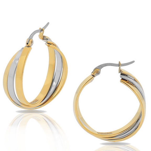 EDFORCE Stainless Steel Multi-Tone Multi-Bangle Hoop Earrings