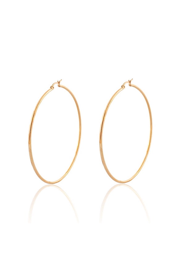 Stainless Steel Rose Gold-Tone Classic Large 2.5" Round Hoop Earrings