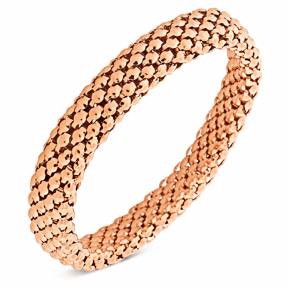 EDFORCE Stainless Steel Rose Gold-Tone Mesh Narrow Stretch Bracelet