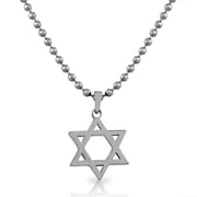 EDFORCE Stainless Steel Silver-Tone Classic Jewish Star of David Mens Pendant Necklace