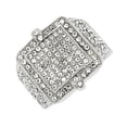 thumbnail image 1 of EDFORCE Stainless Steel Silver-Tone Clear CZ Hip-Hop Statement Mens Ring Band - Size 11, 1 of 2