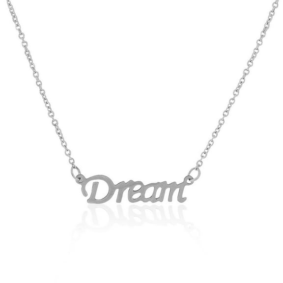 EDFORCE Stainless Steel Silver-Tone Dream Script Pendant Necklace, 20"