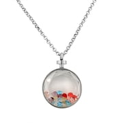 EDFORCE Stainless Steel Silver-Tone Multicolor Glass Pendant Necklace