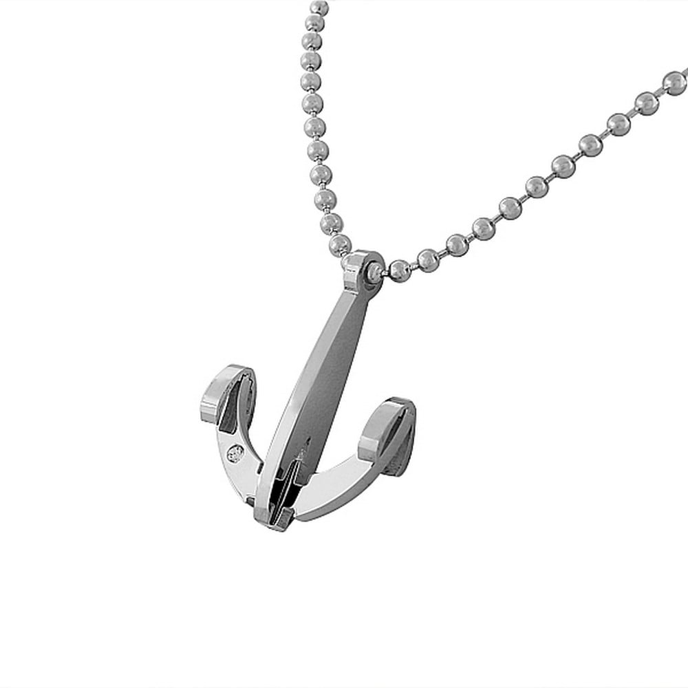 EDFORCE Stainless Steel Silver-Tone Large Anchor Men's Pendant Necklace -  Walmart.com, image size:1000x1000