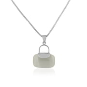 EDFORCE Stainless Steel Silver-Tone Multicolor Simulated Gemstone Purse Pendant, 19"