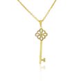 thumbnail image 1 of EDFORCE Stainless Steel Yellow Gold-Tone CZ Large Statement Key Pendant Necklace, 1 of 2
