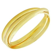 EDFORCE Stainless Steel Yellow Gold-Tone Interlocked Three Bangle Bracelets Set