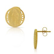 EDFORCE Stainless Steel Round Virgin Mary Stud Earrings