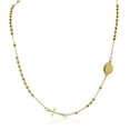thumbnail image 1 of EDFORCE Stainless Steel Yellow Gold-Tone-Tone Religious Cross Jesus Medallion Beaded Necklace, 20", 1 of 2