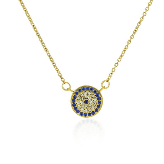 EDFORCE Stainless SteelWhite Blue CZ Evil Eye Protection Pendant Necklace, 18"