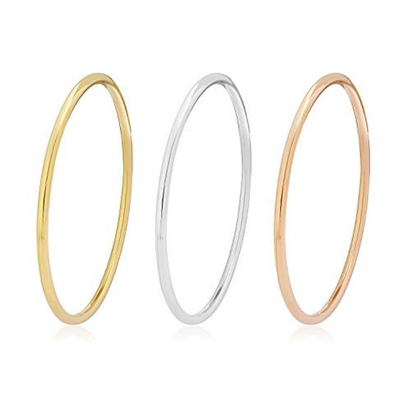 EDFORCE Womens Girls Stainless Steel Stackable Bangle Bracelet Set (Multi-Color)