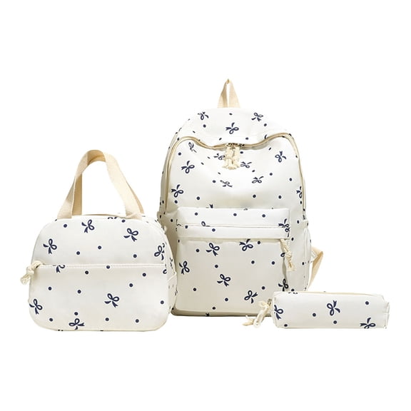 EDFRWWS 3Pcs Simple Backpack Set with Handbag & Bow Laptop Backpack (Blue)