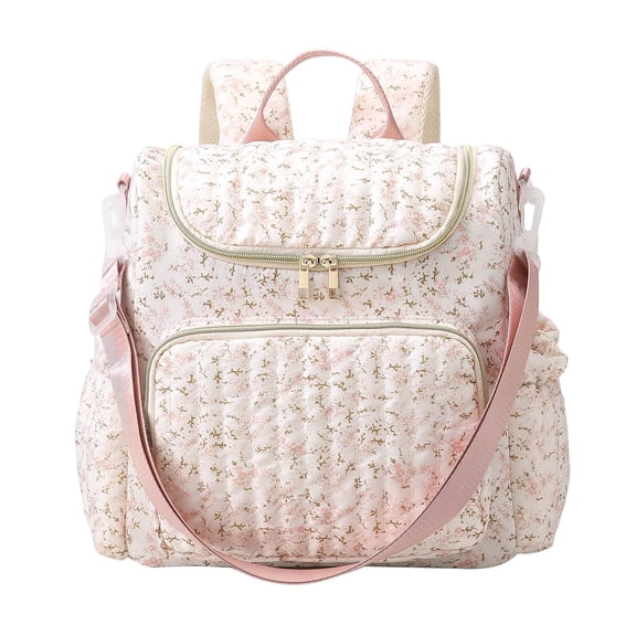 EDFRWWS Printed Diapers Storing Bag Large-capacity Floral Pattern Backpack Polyester Padded Nursing Bags Zipper Closure Portable Bottle & Diaper Storage Backpack for Women Travel Hospital (Style 7)