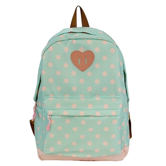 EDFRWWS Women Nylon Polka Dot Cute Backpack Large Capacity Students Bookbags Multiple Pockets Travel Daypack Bag (Green)