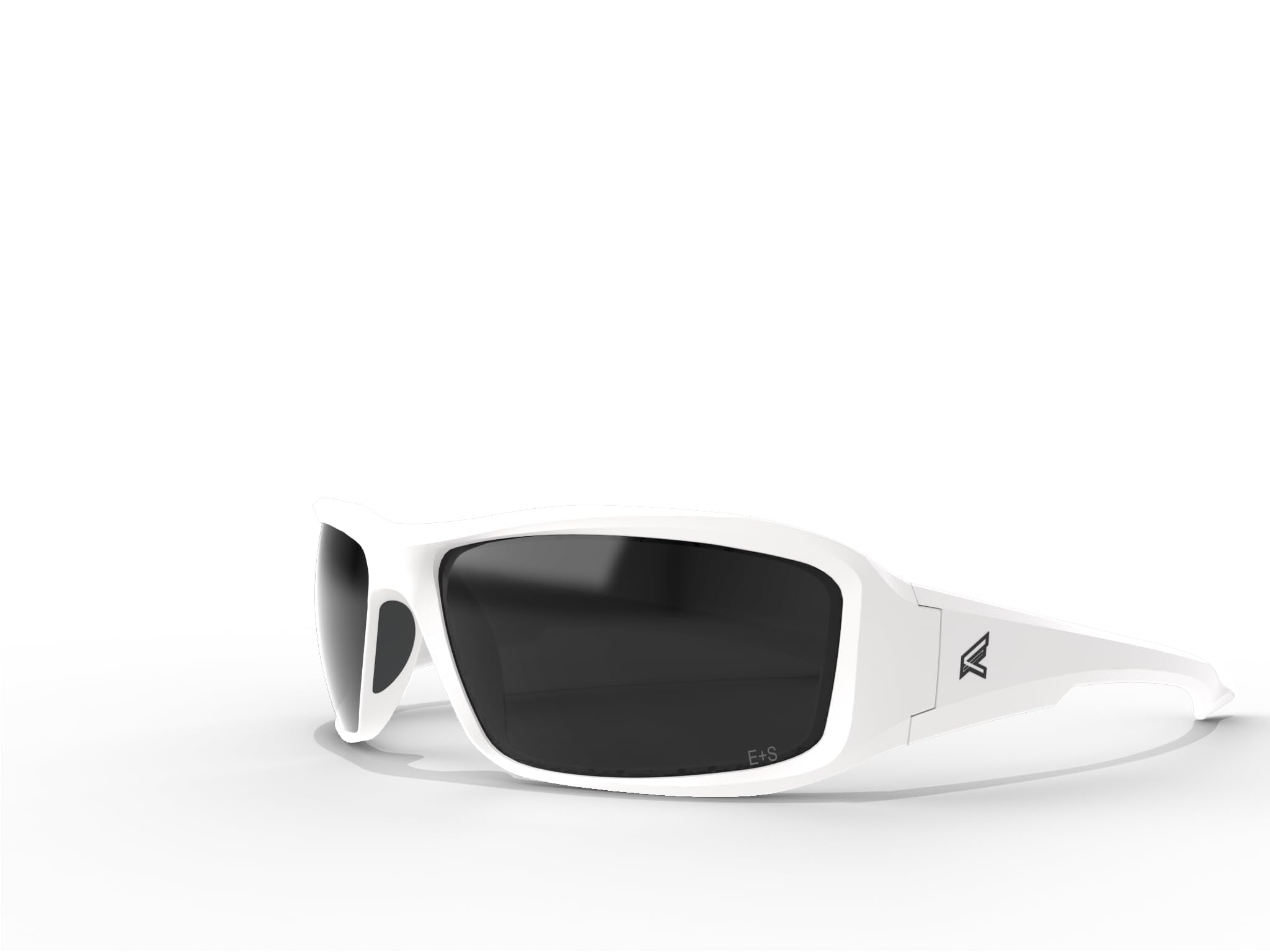 EDGE Brazeau Wrap-Around Safety Glasses, Anti-Scratch, Non-Slip, UV 400, Military Grade, ANSI/ISEA & MCEPS Compliant, 5.04" Wide, White Frame/Smoke Lens
