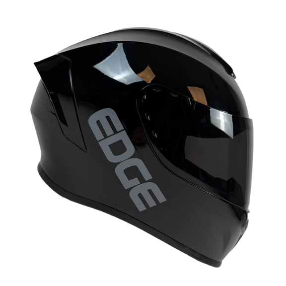 EDGE Frankie Gloss Black - Full Face Motorcycle Helmet, DOT, Size XL