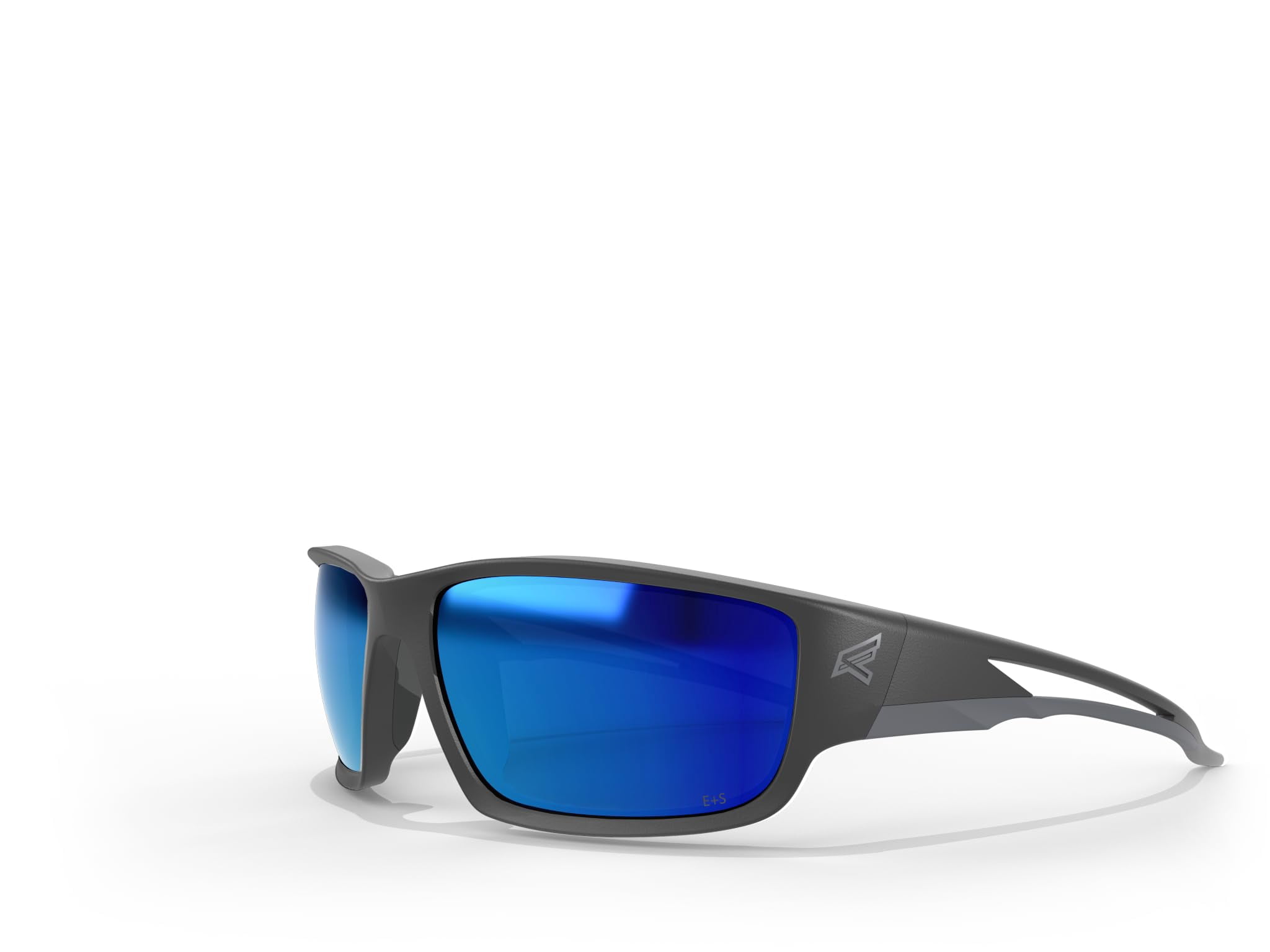 EDGE Kazbek Polarized Wrap-Around Safety Glasses, Anti-Scratch, Non-Slip, UV 400, Military Grade, ANSI/ISEA & MCEPS Compliant, 5.04" Wide (Black Frame/Aqua Precision Blue Mirror Lens)