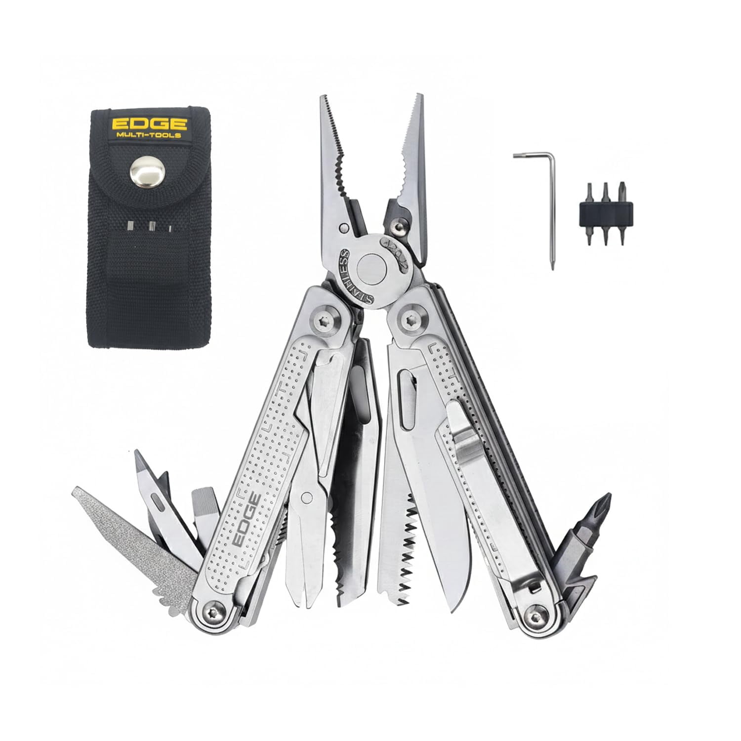 EDGE Multi-Tool Pliers, 14-in-1 Stainless Steel Multitool with Knife ...