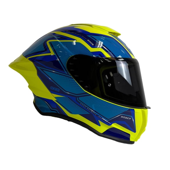 EDGE Shanghai Quartz Blue/Yellow - Full Face Motorcycle Helmet, DOT/ECE, Size L