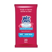 Wet Ones Antibacterial Hand Wipes, Fresh Scent, 20 Ct Travel Pack, Hypoallergenic