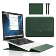 thumbnail image 1 of EDHITNR 11-12 Inch Universal Laptop Sleeve with Stand, Leather Protective Case with Magnetic Closure, Portable Computer Bag Liner for, Adjustable Stand for Desk Travel Storage, Green, 1 of 2